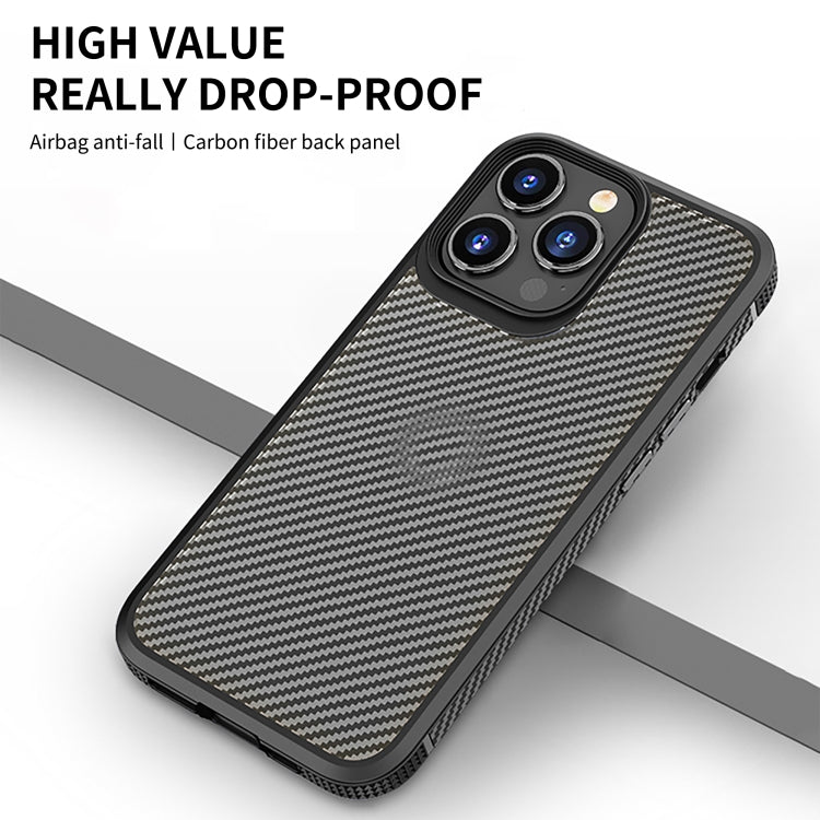 For iPhone 14 Pro Max iPAKY Carbon Fiber Texture Shockproof PC + TPU Protective Phone Case