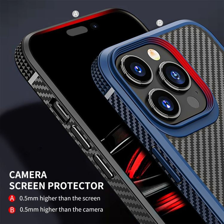 For iPhone 14 Pro Max iPAKY Carbon Fiber Texture Shockproof PC + TPU Protective Phone Case