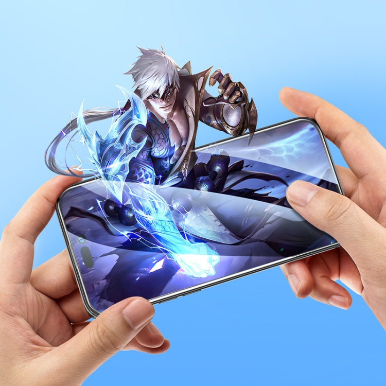 For iPhone 14 Pro Max hoco G1 Flash Attach Full Screen Silk Screen HD Tempered Glass Film