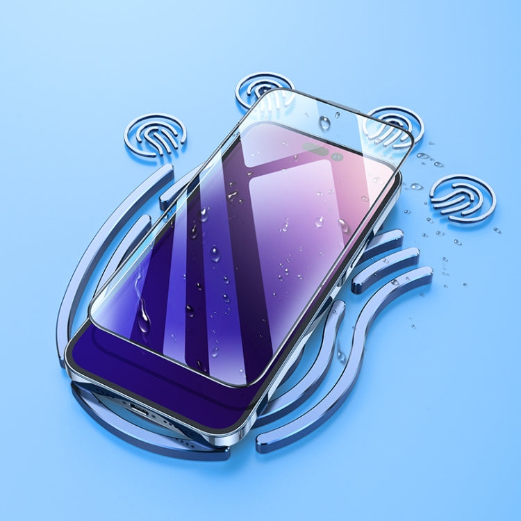 For iPhone 14 Pro Max hoco G1 Flash Attach Full Screen Silk Screen HD Tempered Glass Film
