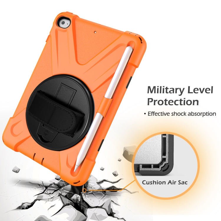 For iPad Mini 5 360 Degree Rotation Silicone Protective Cover with Holder & Hand Strap & Long Strap & Pencil Slot