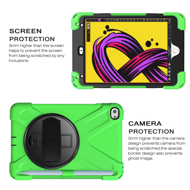 For iPad Mini 5 360 Degree Rotation Silicone Protective Cover with Holder & Hand Strap & Long Strap & Pencil Slot