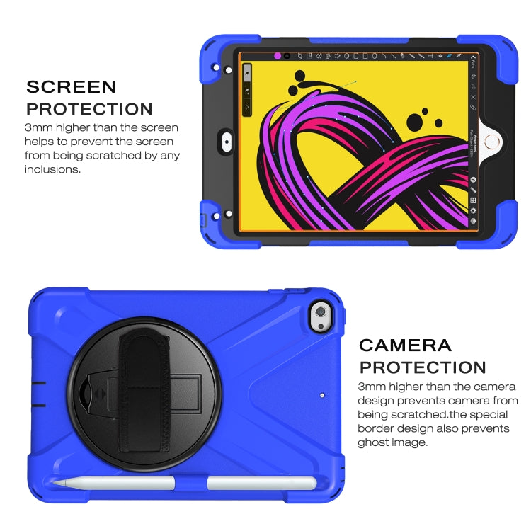 For iPad Mini 5 360 Degree Rotation Silicone Protective Cover with Holder & Hand Strap & Long Strap & Pencil Slot