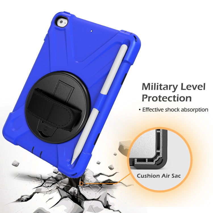 For iPad Mini 5 360 Degree Rotation Silicone Protective Cover with Holder & Hand Strap & Long Strap & Pencil Slot