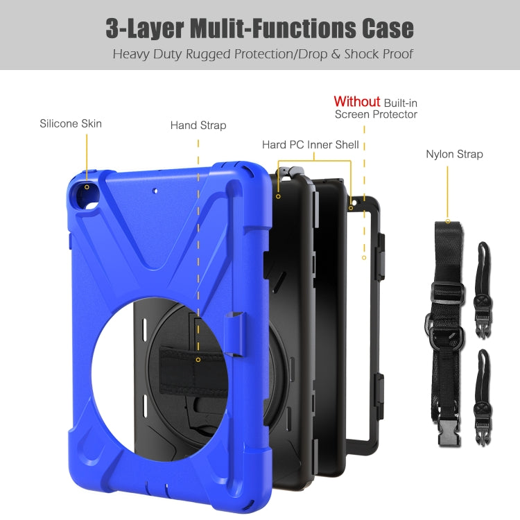 For iPad Mini 5 360 Degree Rotation Silicone Protective Cover with Holder & Hand Strap & Long Strap & Pencil Slot