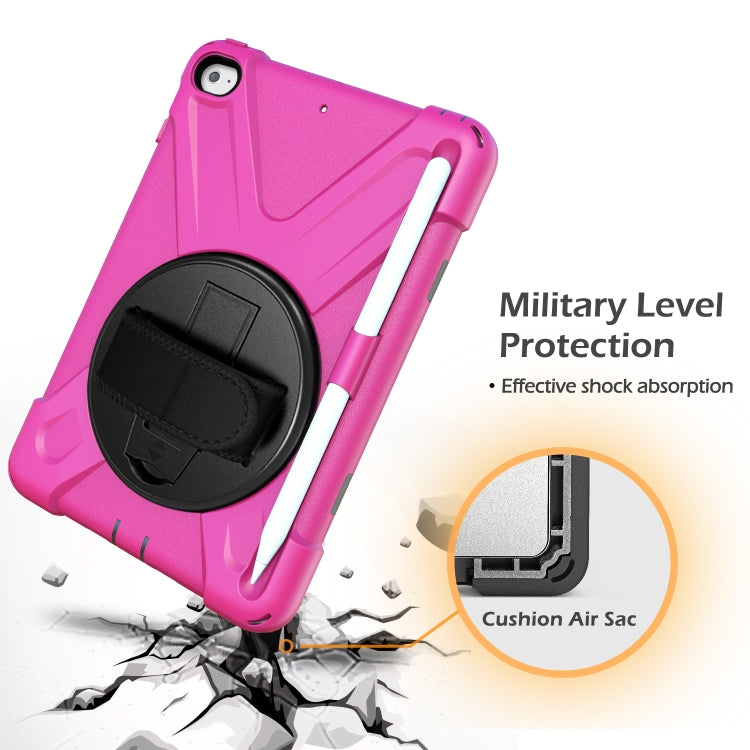For iPad Mini 5 360 Degree Rotation Silicone Protective Cover with Holder & Hand Strap & Long Strap & Pencil Slot