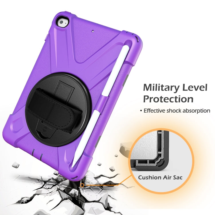 For iPad Mini 5 360 Degree Rotation Silicone Protective Cover with Holder & Hand Strap & Long Strap & Pencil Slot