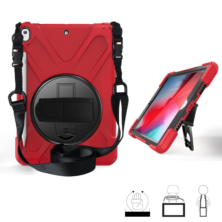 For iPad Pro 10.5 360 Degree Rotation Silicone Protective Cover with Holder & Hand Strap & Long Strap & Pencil Slot
