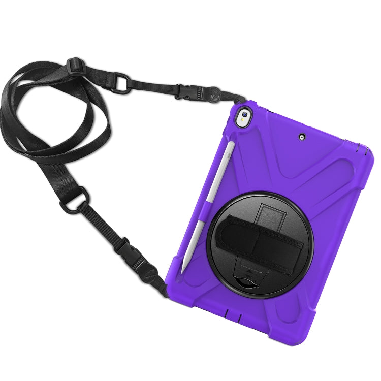 For iPad Pro 10.5 360 Degree Rotation Silicone Protective Cover with Holder & Hand Strap & Long Strap & Pencil Slot