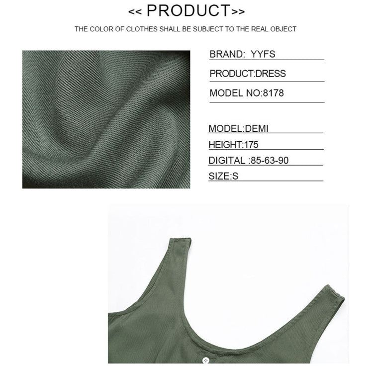 Sleeveless Casual Dress Sling Green Loose Dress, Size: