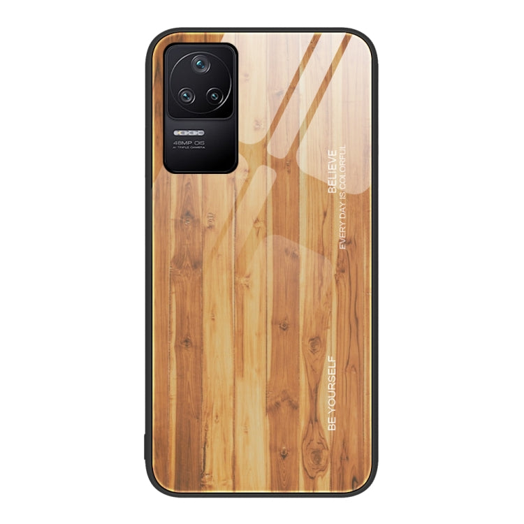 For Xiaomi Redmi K40S Wood Grain Glass Protective Case
