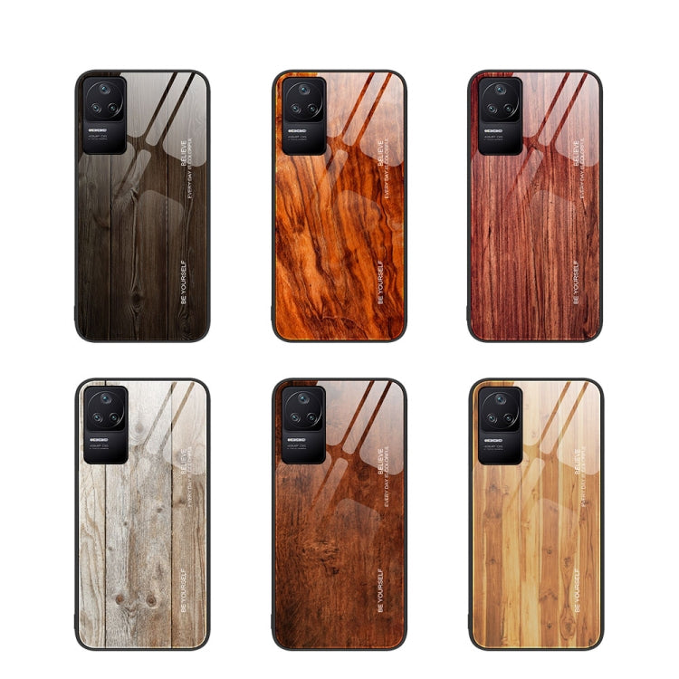 For Xiaomi Redmi K50 Wood Grain Glass Protective Case
