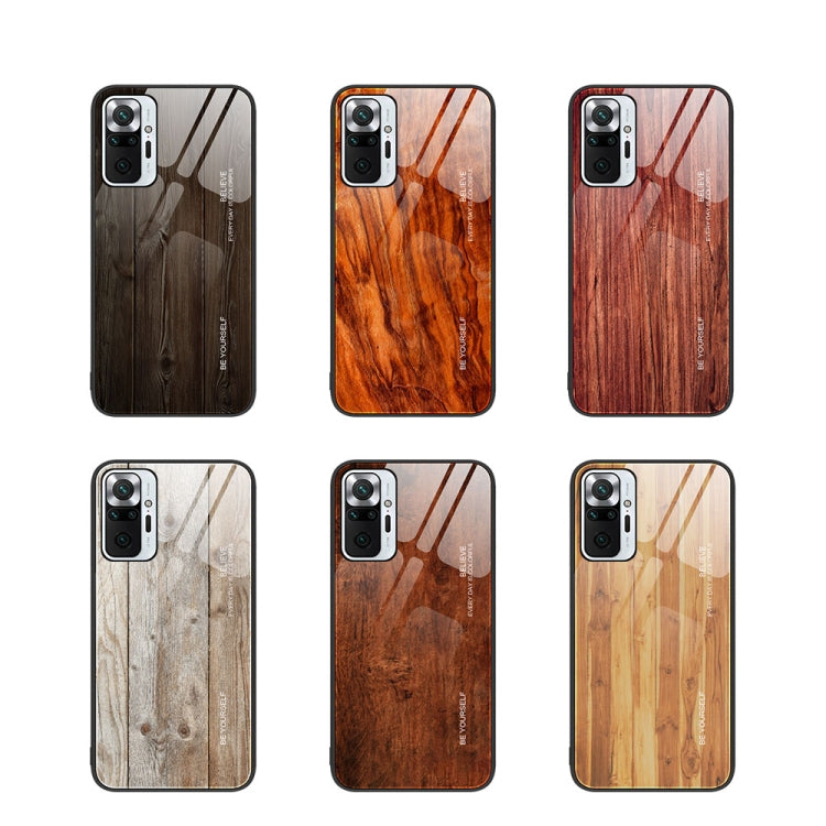 For Xiaomi Redmi Note 10 Pro 4G Wood Grain Glass Protective Case