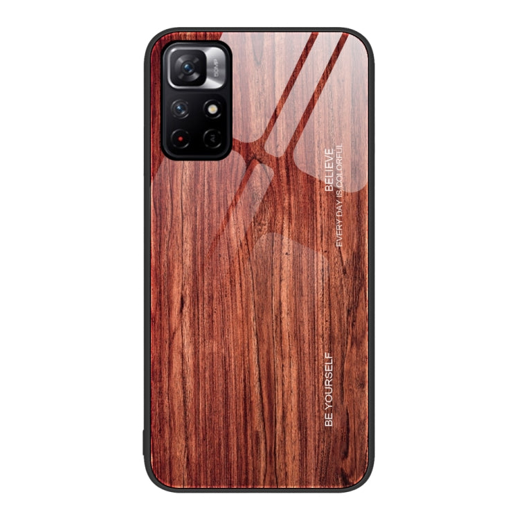 For Xiaomi Redmi Note 11 5G/Poco M4 Pro Wood Grain Glass Protective Case