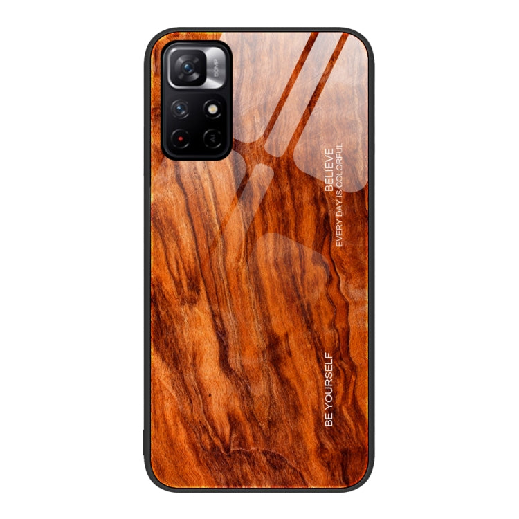 For Xiaomi Redmi Note 11 5G/Poco M4 Pro Wood Grain Glass Protective Case