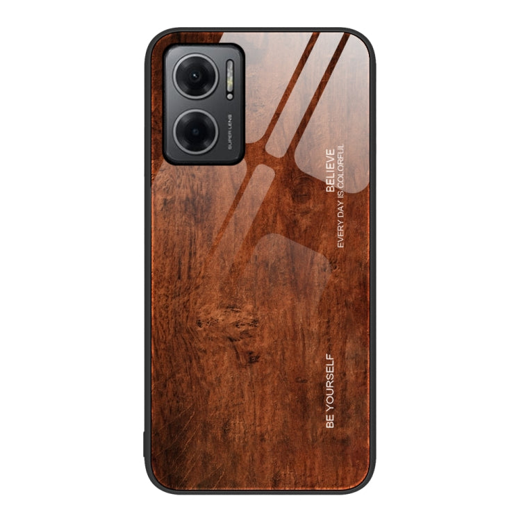 For Xiaomi Redmi Note 11E Wood Grain Glass Protective Case
