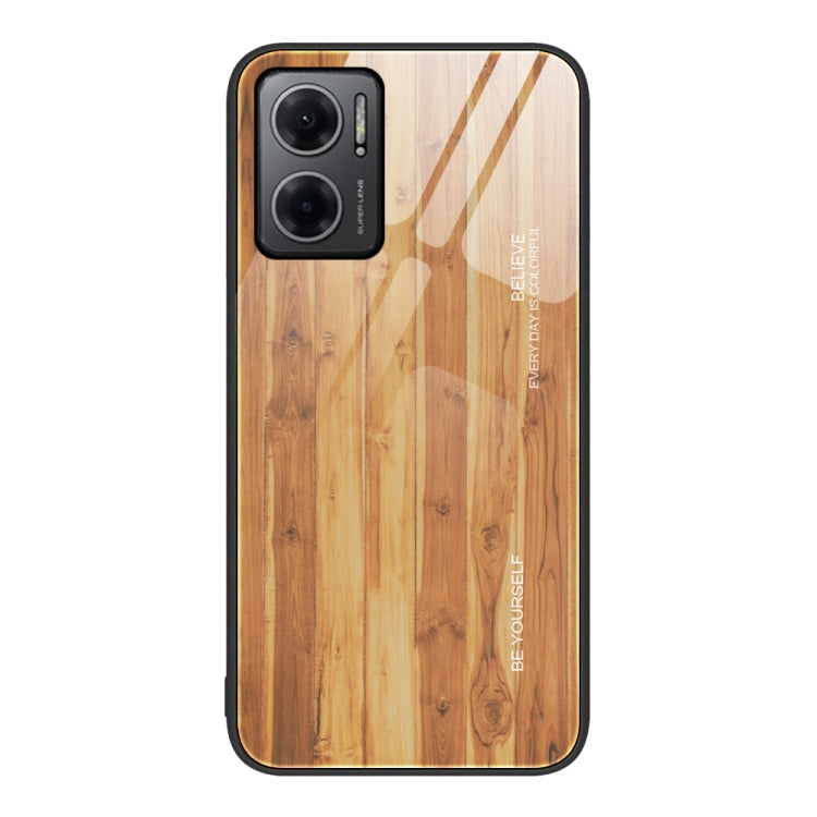 For Xiaomi Redmi Note 11E Wood Grain Glass Protective Case