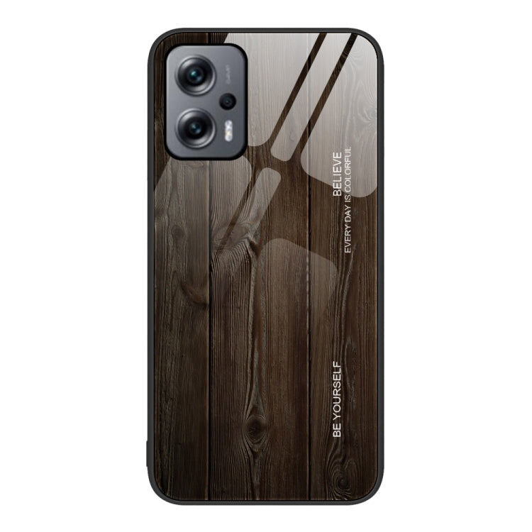 For Xiaomi Redmi Note 11T Pro Wood Grain Glass Protective Case