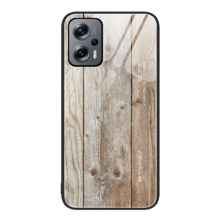 For Xiaomi Redmi Note 11T Pro Wood Grain Glass Protective Case