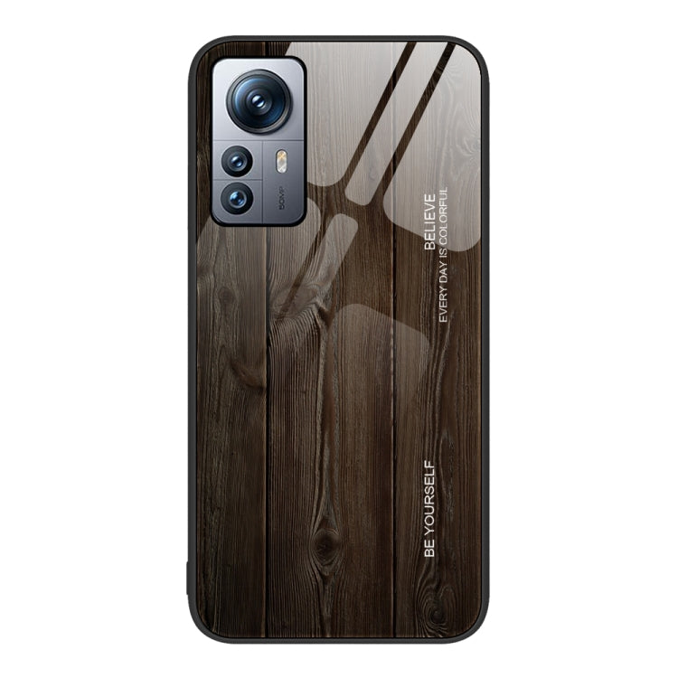 For Xiaomi 12 Pro Wood Grain Glass Protective Case