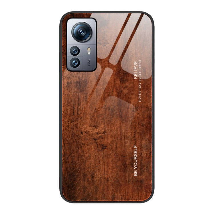 For Xiaomi 12 Pro Wood Grain Glass Protective Case