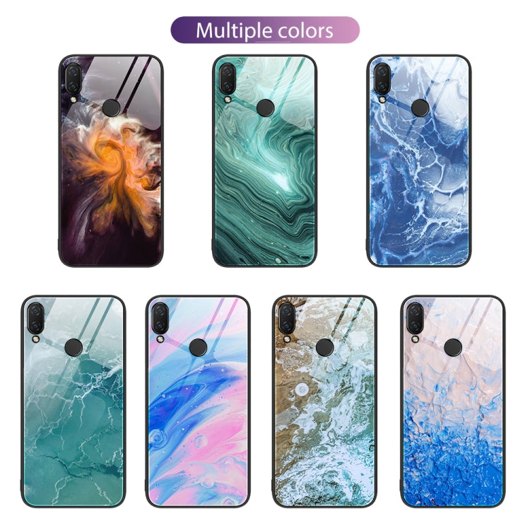 For Huawei Nova 3i Marble Pattern Glass Protective Phone Case