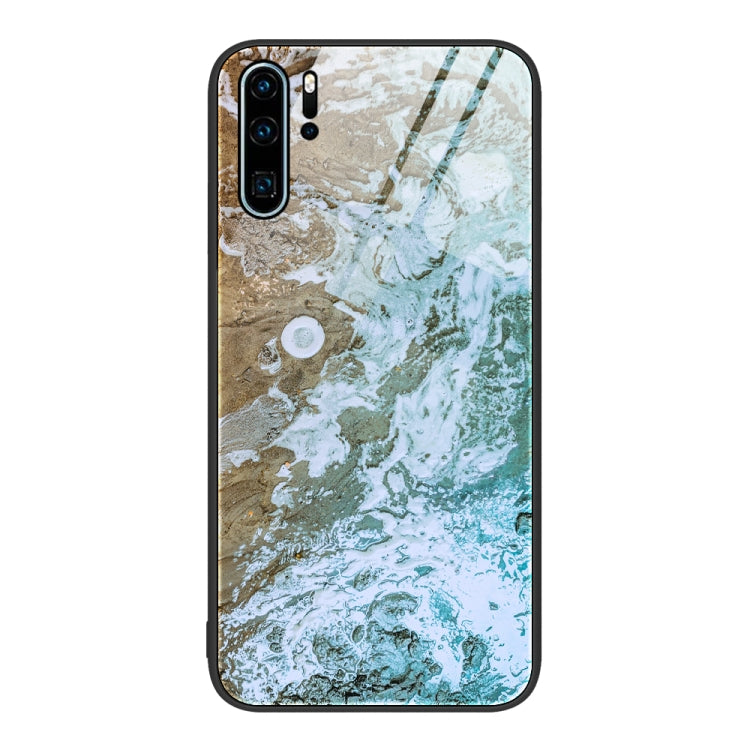 For Huawei P30 Pro Marble Pattern Glass Protective Phone Case