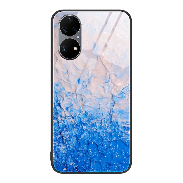 For Huawei P50 Pro Marble Pattern Glass Protective Phone Case