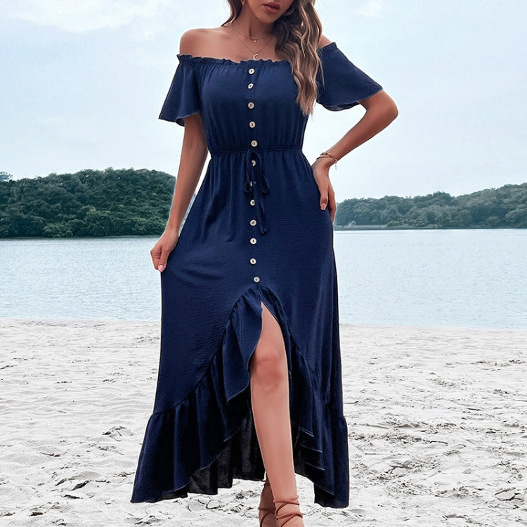One-shoulder Skirt Ruffle Irregular Dress, Size: