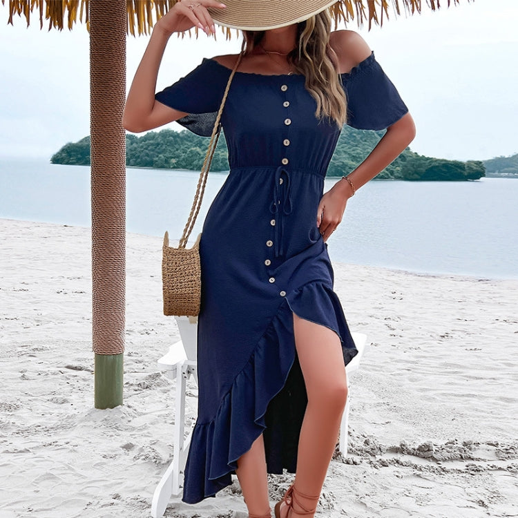 One-shoulder Skirt Ruffle Irregular Dress, Size: