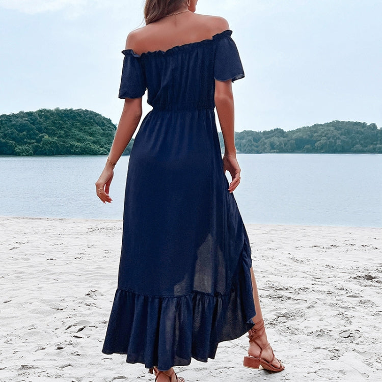 One-shoulder Skirt Ruffle Irregular Dress, Size: