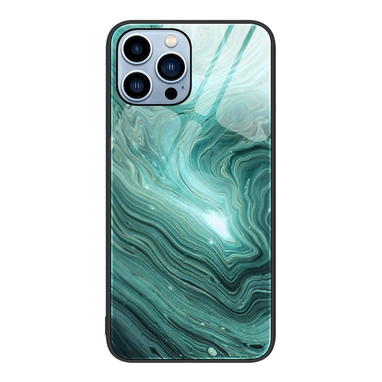 For iPhone 13 Pro Marble Pattern Glass Protective Phone Case