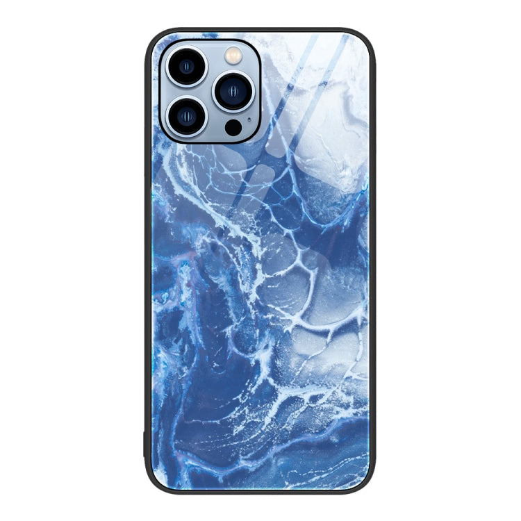 For iPhone 13 Pro Marble Pattern Glass Protective Phone Case