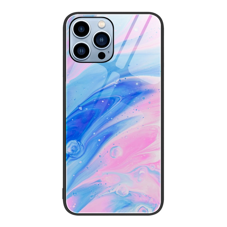 For iPhone 14 Pro Max Marble Pattern Glass Protective Phone Case