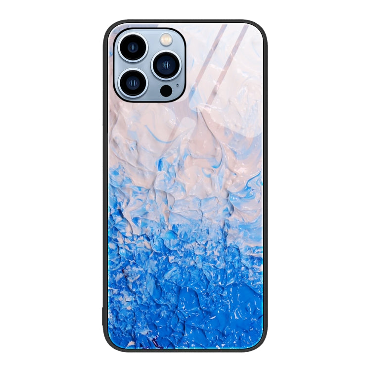 For iPhone 14 Pro Max Marble Pattern Glass Protective Phone Case