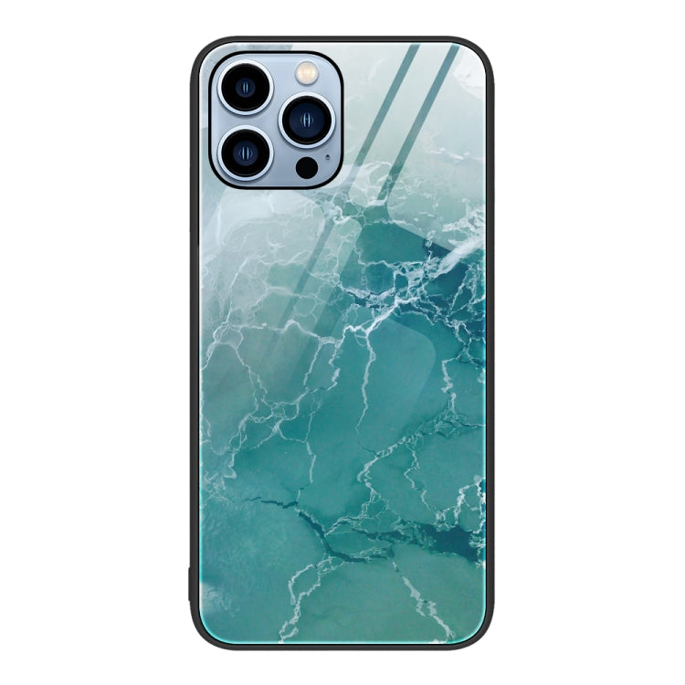 For iPhone 14 Pro Marble Pattern Glass Protective Phone Case