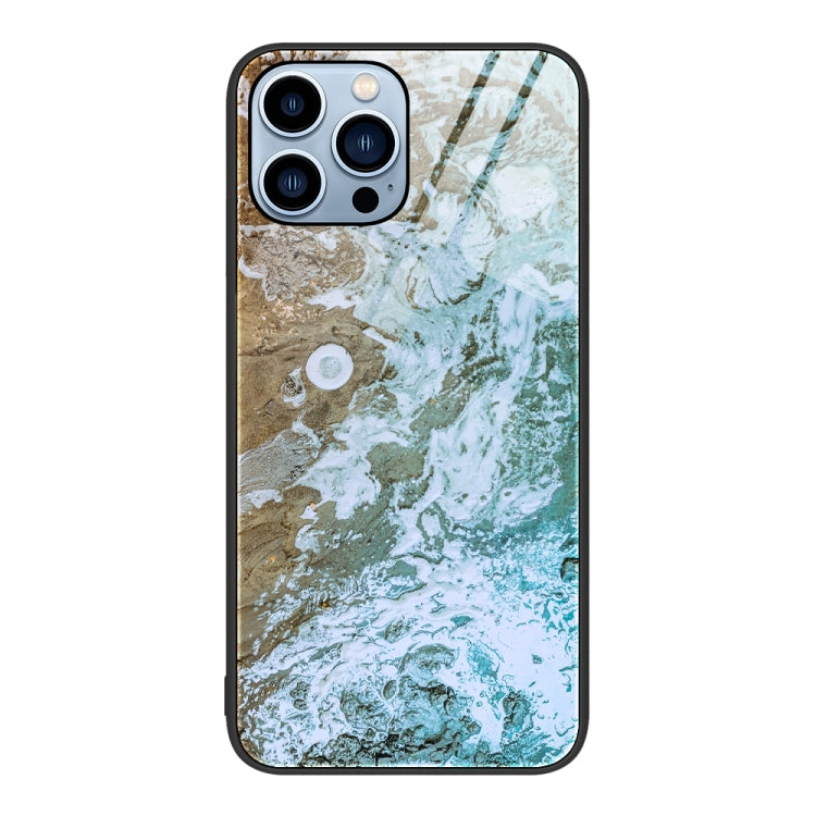 For iPhone 14 Pro Marble Pattern Glass Protective Phone Case