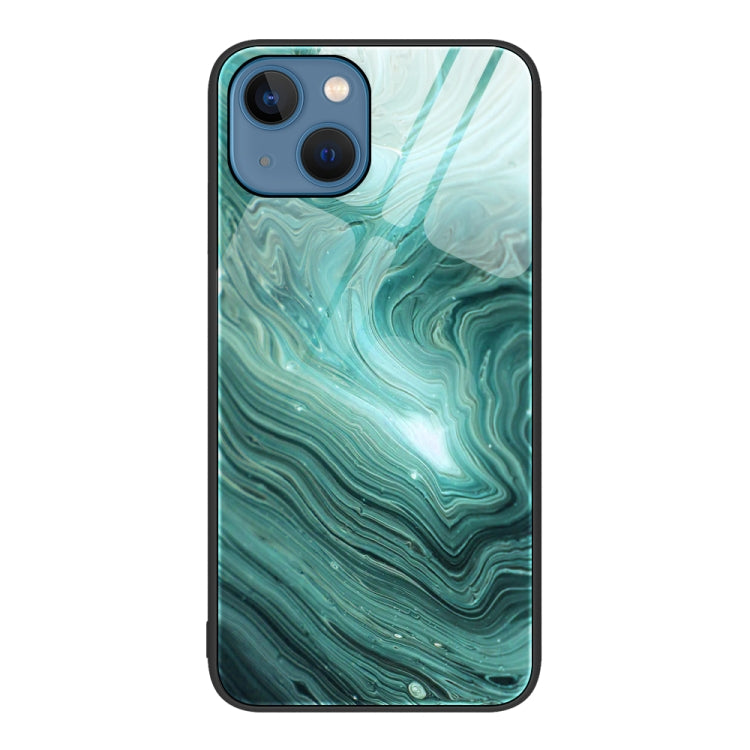 For iPhone 14 Marble Pattern Glass Protective Phone Case