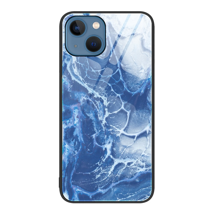 For iPhone 14 Marble Pattern Glass Protective Phone Case