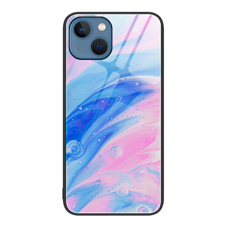 For iPhone 14 Marble Pattern Glass Protective Phone Case
