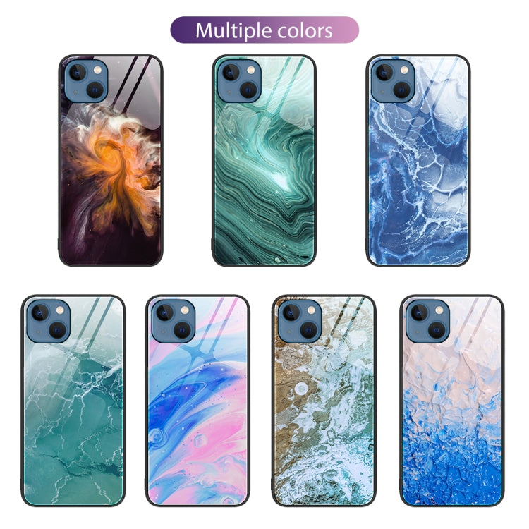 For iPhone 14 Marble Pattern Glass Protective Phone Case