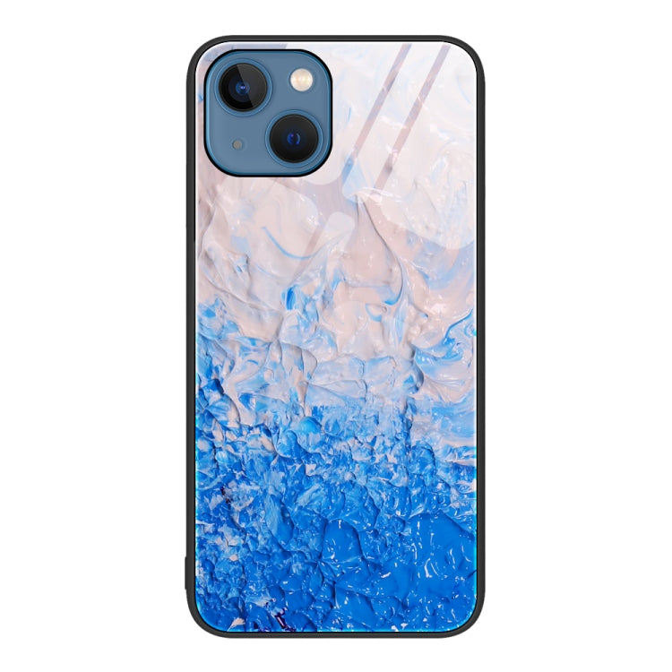 For iPhone 14 Marble Pattern Glass Protective Phone Case