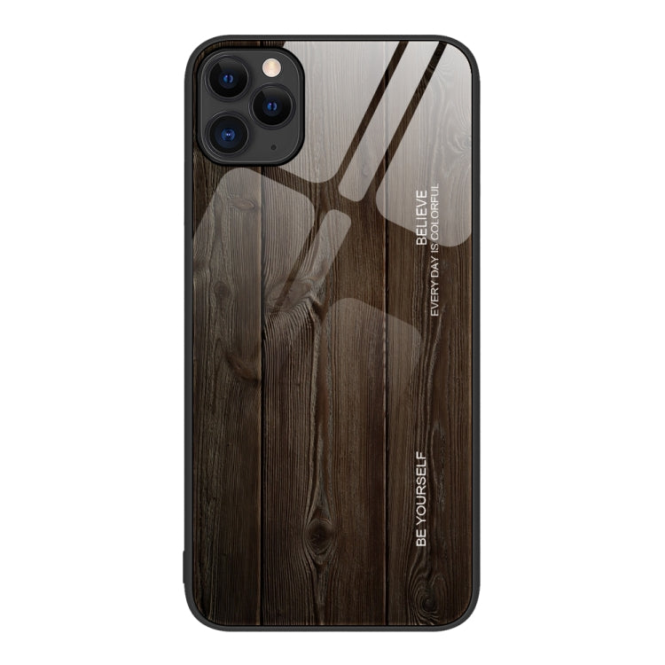 For iPhone 11 Pro Max Wood Grain Glass Protective Case