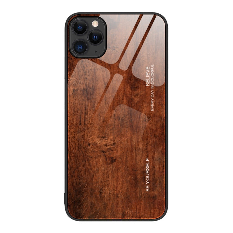 For iPhone 11 Pro Max Wood Grain Glass Protective Case