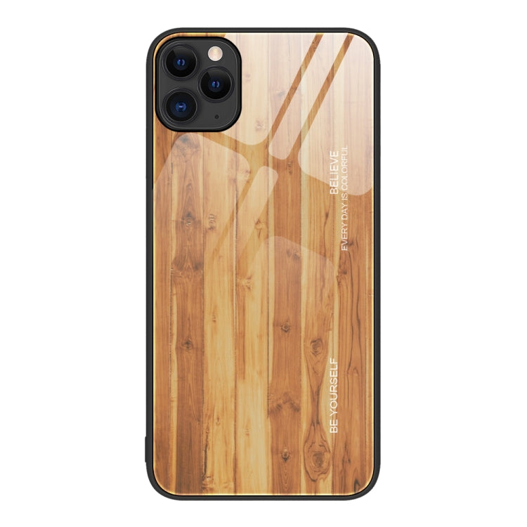For iPhone 11 Pro Max Wood Grain Glass Protective Case