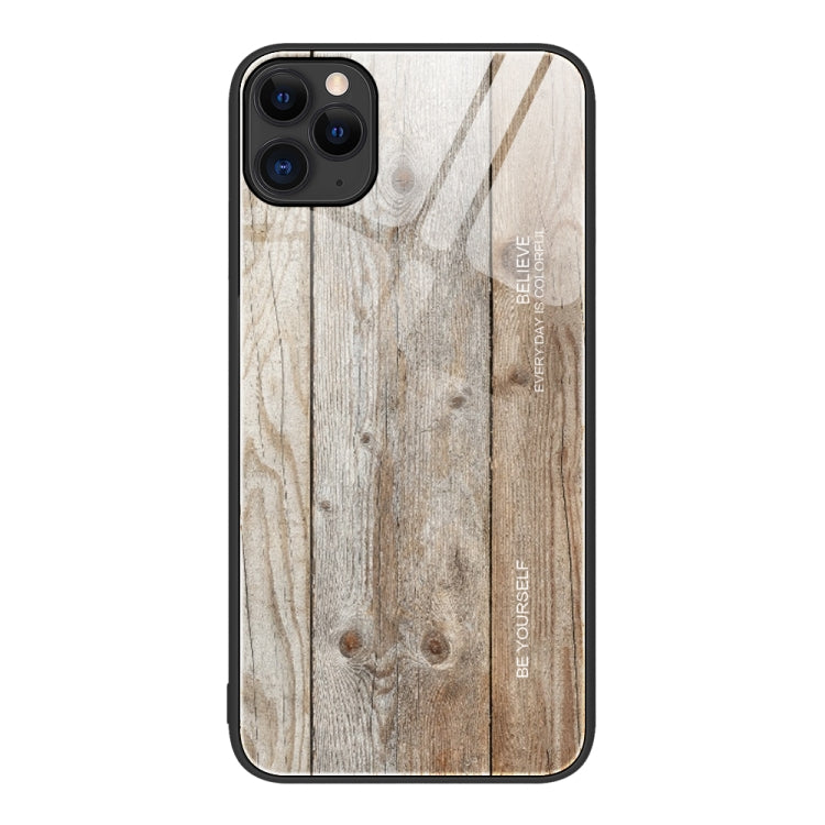 For iPhone 11 Pro Max Wood Grain Glass Protective Case