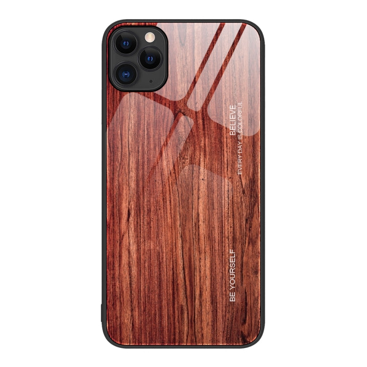 For iPhone 11 Pro Max Wood Grain Glass Protective Case