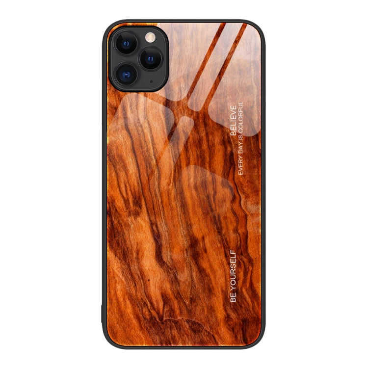 For iPhone 11 Pro Max Wood Grain Glass Protective Case