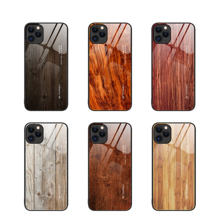 For iPhone 11 Pro Max Wood Grain Glass Protective Case