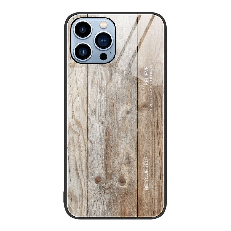 For iPhone 13 Pro Wood Grain Glass Protective Case
